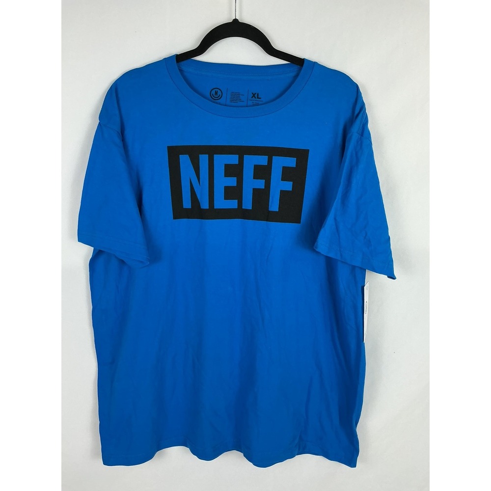 Neff T-Shirt XL Mens Blue Black‎ Box Logo Short Sleeve Cotton Tee Top